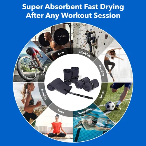 Miniatura 3 de Acteon Toallas de microfibra para gimnasio 5 paquete, toallas de sudor de secado rápido, libres de olores, súper absorbentes, para hombres y Azul