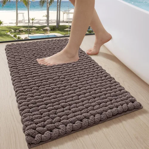 LUMI Tapete de baño de lujo, tapete de baño ultra suave de secado rápido, alfombra de baño antideslizante absorbente de felpilla gruesa, tapete de