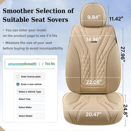 Miniatura 4 de Coverado - Juego completo de fundas de asiento delantero y trasero para automóvil, impermeable, piel de napa, protector, universal, para la mayoría