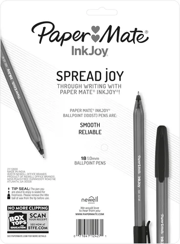 Miniatura 3 de Paper Mate InkJoy 100ST Bolígrafos de Punta de Bola, Punta Media (1.0mm), Negro, Paquete de 18