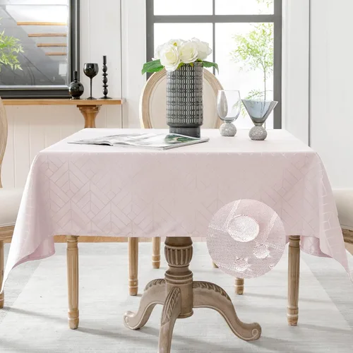 Miniatura 61 de Mantel redondo de tela de 60 pulgadas, mantel con diseño de hojas, borde festoneado, mantel sedoso, impermeable, resistente a las arrugas, lavable
