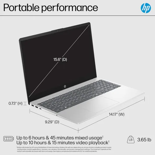 Miniatura 8 de HP Laptop FHD de 15.6 pulgadas con pantalla táctil 2026, Intel i5-1334U, 8 GB de RAM, SSD de 512 GB, batería de larga duración, portátil