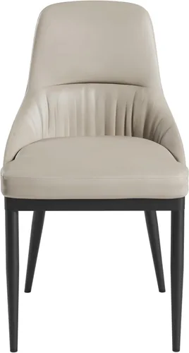 Miniatura 5 de Juego de 2 sillas de comedor sin brazos, sillas de piel sintética gris pardo con patas de metal en un acabado negro, asiento y respaldo tapizados
