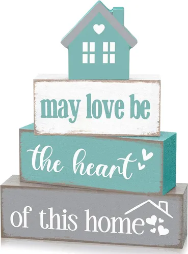 Miniatura 8 de Cinnvoice Decoración rústica de mesa de granja, letreros de bendición para decoración del hogar, letrero de madera neutral para la familia, centro