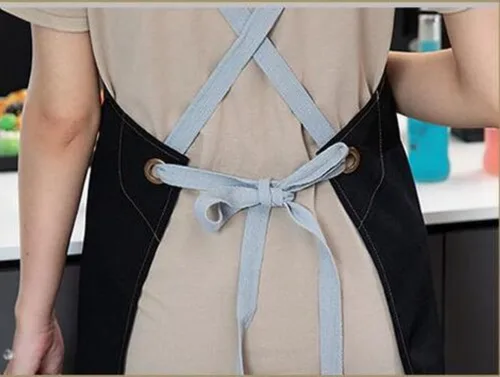 Miniatura 5 de Delantal de chef de lona, delantal de espalda cruzada para hombres y mujeres con correas ajustables y bolsillos grandes, delantal de lona