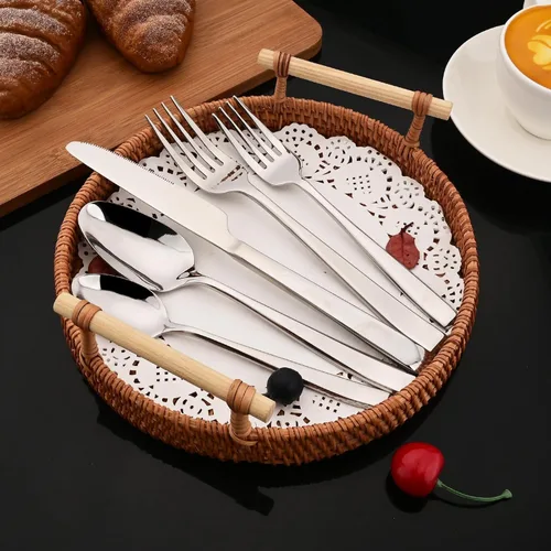 Miniatura 6 de JASHII Juego de 4 cuchillos de mesa, de acero inoxidable de 9.05 pulgadas, chapado en titanio, plateado brillante, cuchillos de mantequilla pulida