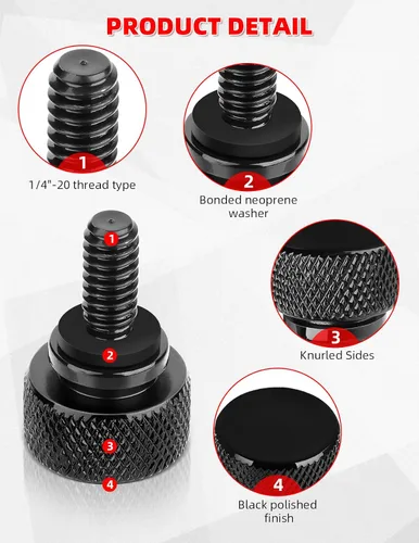 Miniatura 4 de Amazicha Tornillo de asiento de guardabarros de acero inoxidable, 2 unidades, rosca cromada de 1/4 "-20 compatible con Harley Davidson Touring