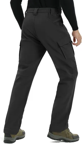 Miniatura 6 de TACVASEN Pantalones de invierno para hombre, 9 bolsillos, forro polar, para senderismo, nieve, resistentes al agua, cálidos, softshell, gruesos