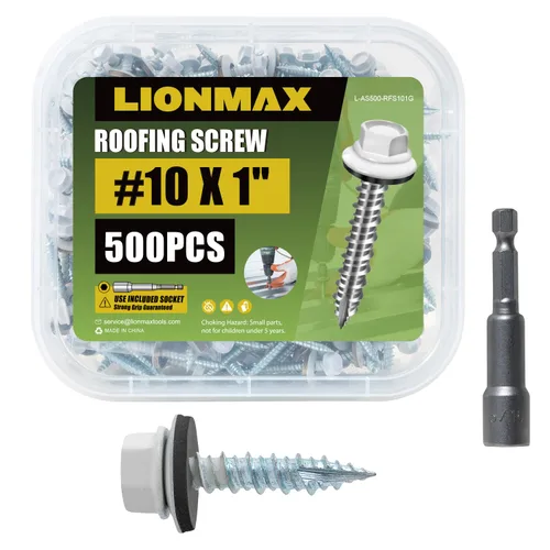 Miniatura 18 de LIONMAX 300 piezas de tornillos para techos de metal #10 × 1 pulgada, revestimiento antioxidante, cabeza hexagonal, tornillo de chapa metálica
