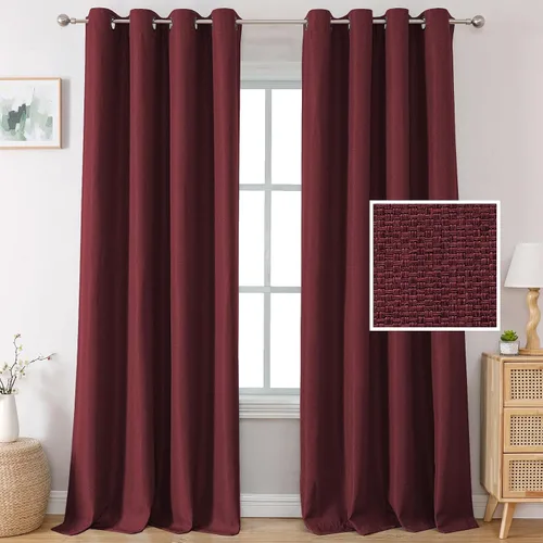 Miniatura 9 de H.VERSAILTEX Cortinas Opacas de Lino de 45 Pulgadas de Largo para Dormitorio/Sala de Estar con Aislamiento Térmico con Ojales, Cortinas con Textura