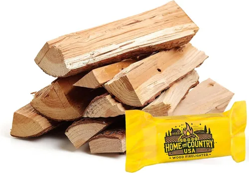 Leña de Home and Country USA. Madera dura, leña para fogatas al aire libre, estufas de leña y fogatas. (paquete de 25 libras)
