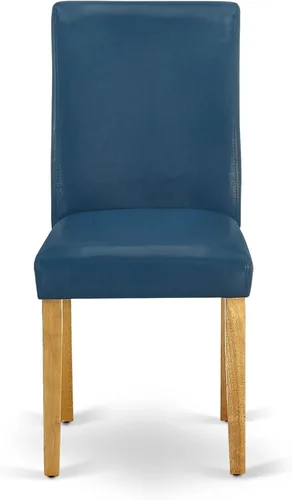 Miniatura 4 de East West Furniture ABP4T55 Abbott Parson - Juego de 2 sillas de comedor acolchadas de piel sintética azul oasis, color roble