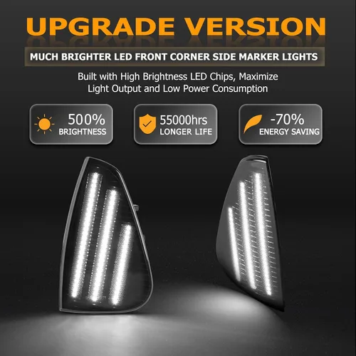 Miniatura 3 de Gempro Luces LED de señalización lateral delantera para Dodge Charger 2006 2007 2008 2009 2010, lámparas de señal de giro de esquina, 2 piezas LED