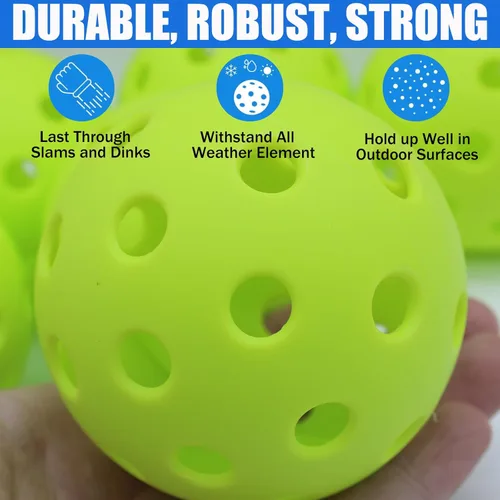 Miniatura 3 de Magicorange Pickleball Balls, 40 Holes Outdoor Pickleballs, High Elasticity & Durable Pickle Balls for All Style Pickleball Paddles Verde