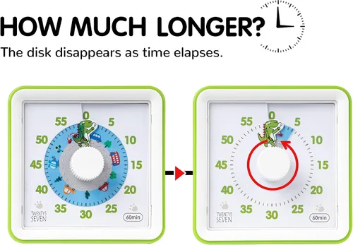 Miniatura 5 de Temporizador visual con funda protectora, temporizador de cuenta regresiva de 60 minutos para niños, autismo, TDAH, aula, oficina en casa, con reloj