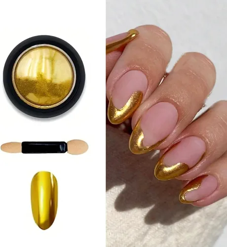 Miniatura 2 de Kit de polvo de uñas cromado dorado de 3 frascos, arte de uñas con efecto espejo metálico para esmalte de gel, juego de cobre dorado (cobre)