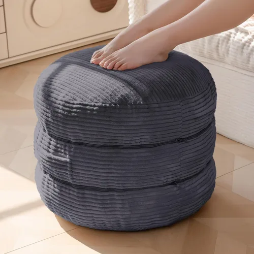 Miniatura 10 de HIGOGOGO Puf otomano relleno redondo moderno relleno de espuma pufs de 20 x 18 pulgadas, otomanos modulares separados en cojines de suelo para silla