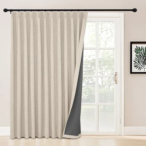Miniatura 9 de StangH Cortinas Plisadas Completamente Opacas para Dormitorio, Cortinas de Lino Beige de 84 Pulgadas de Largo, 2 Paneles, Cortinas Térmicas