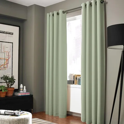 Miniatura 24 de Gorgeous Home - Panel de cortina de ventana de lino K92 de 1 pieza, liso, con ojales de bronce, 3 capas de forro de espuma, 100% térmica