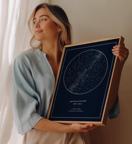 Miniatura 2 de CELESTORY Mapa de estrellas personalizado enmarcado con impresión nocturna del cielo, mapa de constelación, carta estelar, regalo de arte de pared