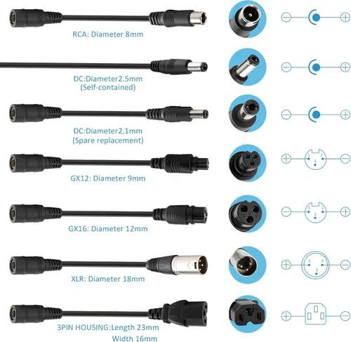 Miniatura 2 de Cargador de batería de scooter eléctrico 24V 2A, adaptador de corriente con 7 enchufes para Drive Medical, Go Go Elite Traveler, Pride Mobility