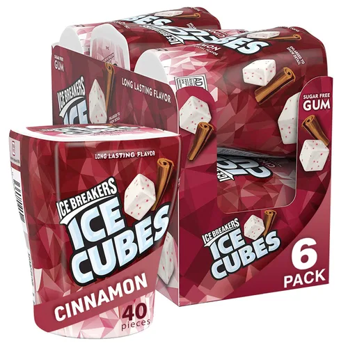 Miniatura 2 de ICE BREAKERS Ice Cubes - Botellas de goma de mascar sin azúcar y canela (6 unidades, 40 piezas) y Ice Breakers Ice Cubes Arctic Grape sin azúcar