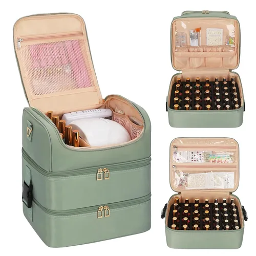 Miniatura 16 de CUBETASTIC Organizador de esmalte de uñas, estuche portátil de almacenamiento de esmalte de uñas con capacidad para 45 frascos de esmalte de uñas