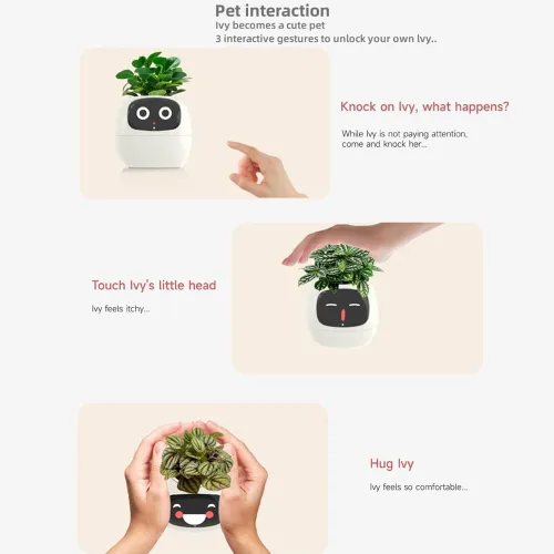 Miniatura 9 de Macetas inteligentes, maceta inteligente para mascotas, maceta AI, macetas inteligentes, múltiples expresiones, 7 sensores inteligentes y chips Ai