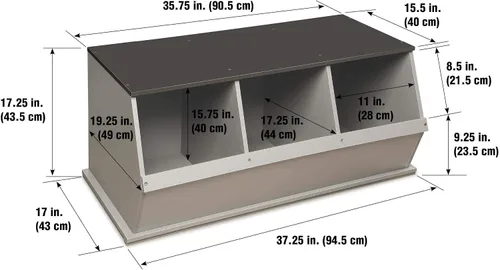 Miniatura 11 de Badger Basket Organizador apilable de almacenamiento de juguetes de tres cubos - grano de madera/gris