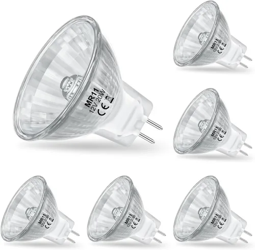 Bombillas MR11, bombillas halógenas de 12 V 20 W de 2 pines, foco FTD, base GU4 de 2 pines, intensidad regulable, blanco cálido de 2700 K, bombilla