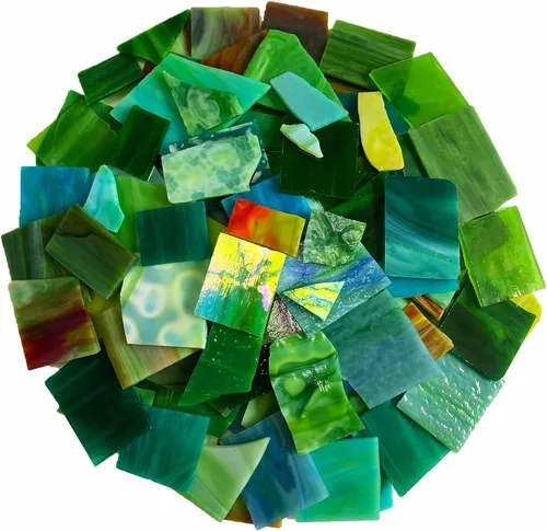 Miniatura 7 de Coloridos restos de vitrales, mosaico de vidrio transparente para manualidades a granel, hojas de vitrales irregulares, paquete de valor de 35 onzas