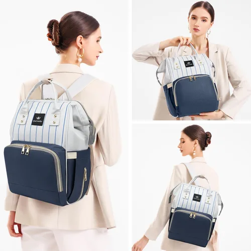 Miniatura 2 de Mochila azul para pañales para bebé, bolsa de viaje grande para niños y niñas, artículos esenciales para recién nacidos