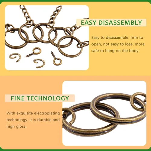 Miniatura 3 de 450 llaveros divididos de bronce de 0.78 pulgadas con cadena y anillo de salto a granel, kit de piezas de llavero para suministros de manualidades