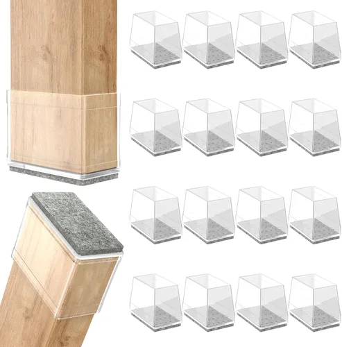 Miniatura 9 de Protectores cuadrados para patas de silla para pisos de madera dura, 24 piezas de tapas de silicona para patas de muebles para prevenir rayones