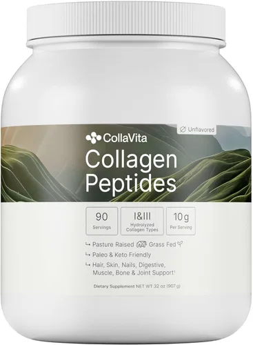 Miniatura 11 de Péptidos de colágeno en polvo de colágeno hidrolizado alimentado con pasto alimentado con pasto, tipo I y III cabello, uñas, piel y articulaciones