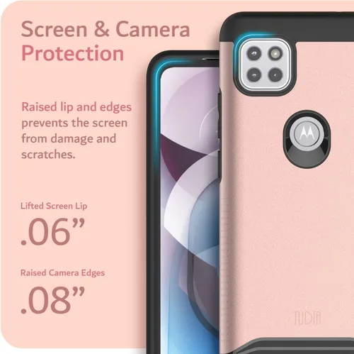Miniatura 6 de TUDIA DualShield - Funda para teléfono Motorola One 5G ACE 2021, [Fusionar] a prueba de golpes, grado militar, doble capa, resistente, delgada, Oro