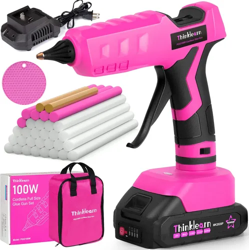 Miniatura 11 de Pistola de pegamento caliente inalámbrica, pistola de pegamento caliente de ajuste de temperatura de 20 V con 43 barras de pegamento caliente