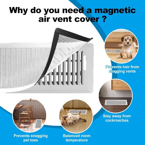 Miniatura 5 de 4 PCS Cubiertas Magnéticas de Ventilación Blancas - 5.5x12 Cubiertas Magnéticas de Ventilación con Pantalla de Malla para Registros de Blanco malla