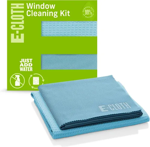 E-Cloth Paño de limpieza de ventanas, embalaje ecológico, paño de limpieza de vidrio, ventanas sin rayas con solo agua, kit de toallas de microfibra