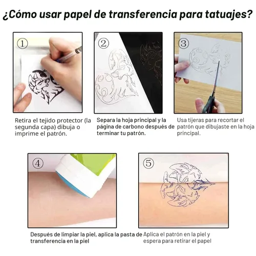 Miniatura 3 de Rayyl 20 piezas de piel para practicar tatuajes con kit de papel de transferencia - Incluye 5 piezas de piel falsa para practicar tatuajes y 15