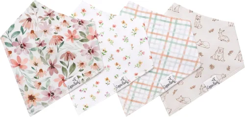 Miniatura 35 de Copper Pearl Baberos tipo bandana para bebé, paquete de 4 baberos de algodón suave para babear y dentición, absorbentes, ajuste ajustable, muchos