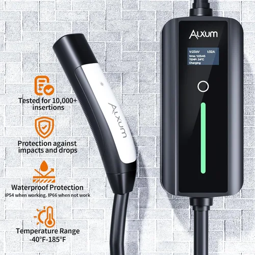 Miniatura 4 de Alxum Cargador Tesla de Nivel 2 - Cargador Portátil Tesla de 32 Amperios con Cable de 16.4 pies para Hogar y Exterior, Conector Móvil con Enchufe