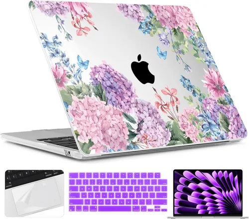 TWOLSKOO Funda para MacBook Air de 15 pulgadas 2025 2024 2023 versión M4 A3241 M3 A3114 M2 A2941, carcasa rígida de plástico y protector de