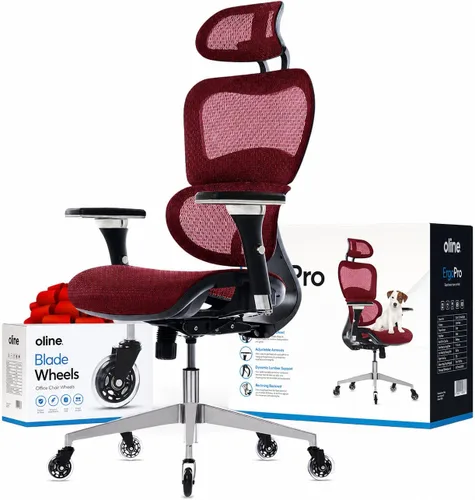 Miniatura 9 de Oline ErgoPro Silla de oficina ergonómica – Silla de escritorio con reposa-brazos ajustable en 4D, soporte lumbar 3D y ruedas delgadas – Silla