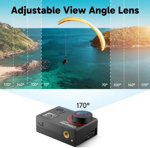 Miniatura 6 de AKASO V50 Elite 4K60fps Cámara de acción con kit de accesorios de tarjeta de memoria MicroSDXC U3 de 128GB, control de voz, EIS, cámara impermeable