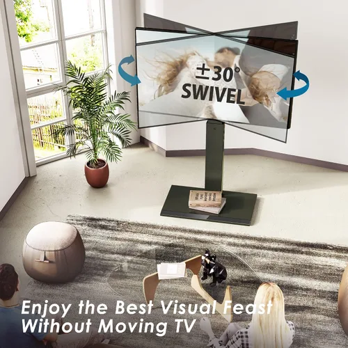 Miniatura 3 de FITUEYES - Soporte universal de suelo para TV con base de hierro, montaje giratorio para televisores LED, LCD, OLED, plasma, de pantalla plana
