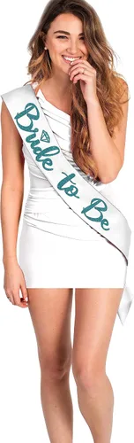 Miniatura 55 de Something Blue Gift for Bride To Be Sash - Banda de satén de grado nupcial - Decoraciones de despedida de soltera azul turquesa, Juego de 2 piezas