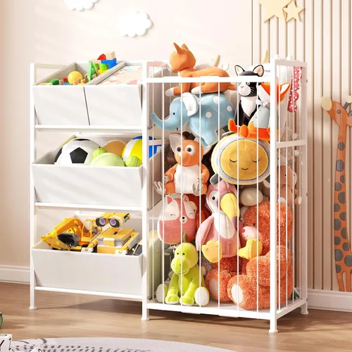 BBLIKE Organizador de almacenamiento para niños con 4 contenedores extraíbles, organizador de almacenamiento para niños para juguetes de peluche