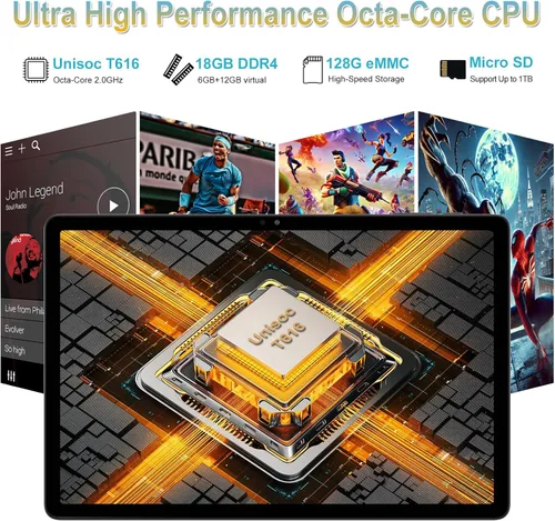 Miniatura 4 de Tablet Android 14 de 11 pulgadas 2000*1200 Pantalla 2K Tablets PC, T616 Octa-Core 2.0GHz, 18GB RAM 128GB ROM 1TB Expandible, Cámara AI 5+5+13MP