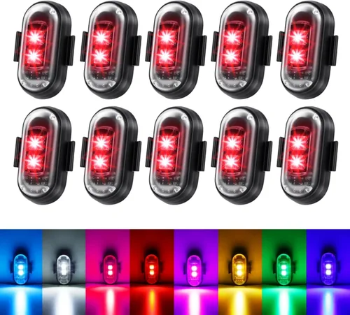 Miniatura 10 de 6 piezas de luces estroboscópicas LED inalámbricas con mando a distancia, 8 colores IP65 impermeables anticolisión, luz estroboscópica LED con carga